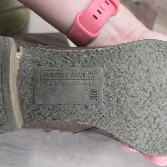 Alberto‎ Fermani Womens 8 Brown Leather Calf Riding Boots Buckle Accent Casual - Picture 8 of 9